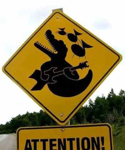Best Road Sign Ever : Crocodile Rocks a BC Rich Guitar!