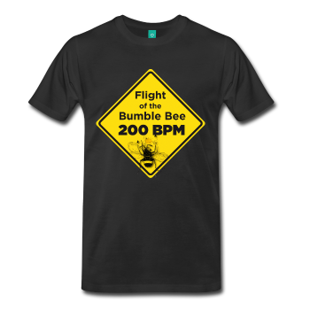 “Flight of the Bumble Bee Speed Limit” New T-shirts & Mugs [Guitar Fail Shop News]