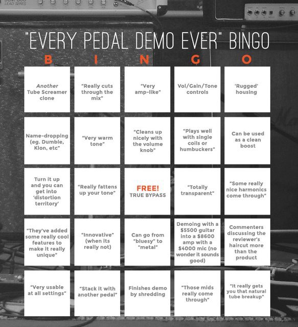 Pedal Demo Bingo